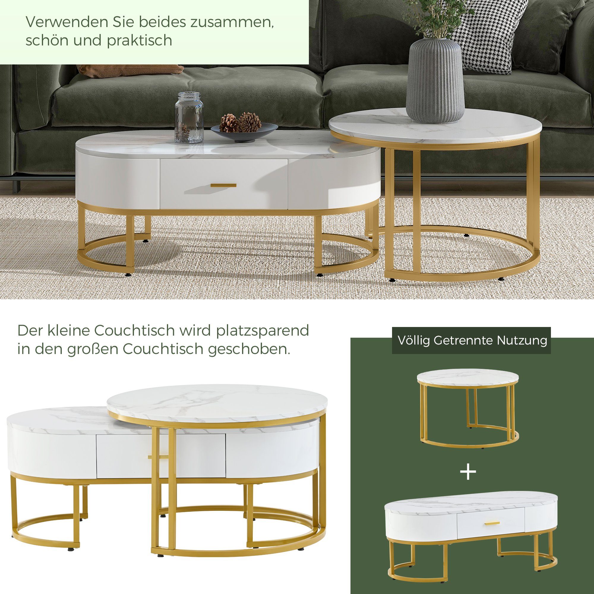 PFCTART Couchtisch Couchtisch 2 Stück Tischgestell Metallic Gold, Eleganter Couchtisch (2-St)