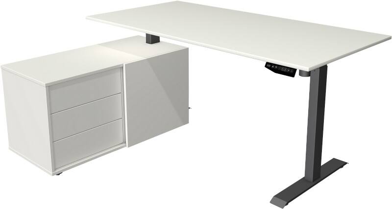Kerkmann 10216510 Move 1 Elektrisch Höhenverstellbar Sitz-Stehschreibtisch Rechteckig Melamin;Stahl Anthrazit T-Fuß 3 Schübe 1.650 x 1.350 x 1.230 mm