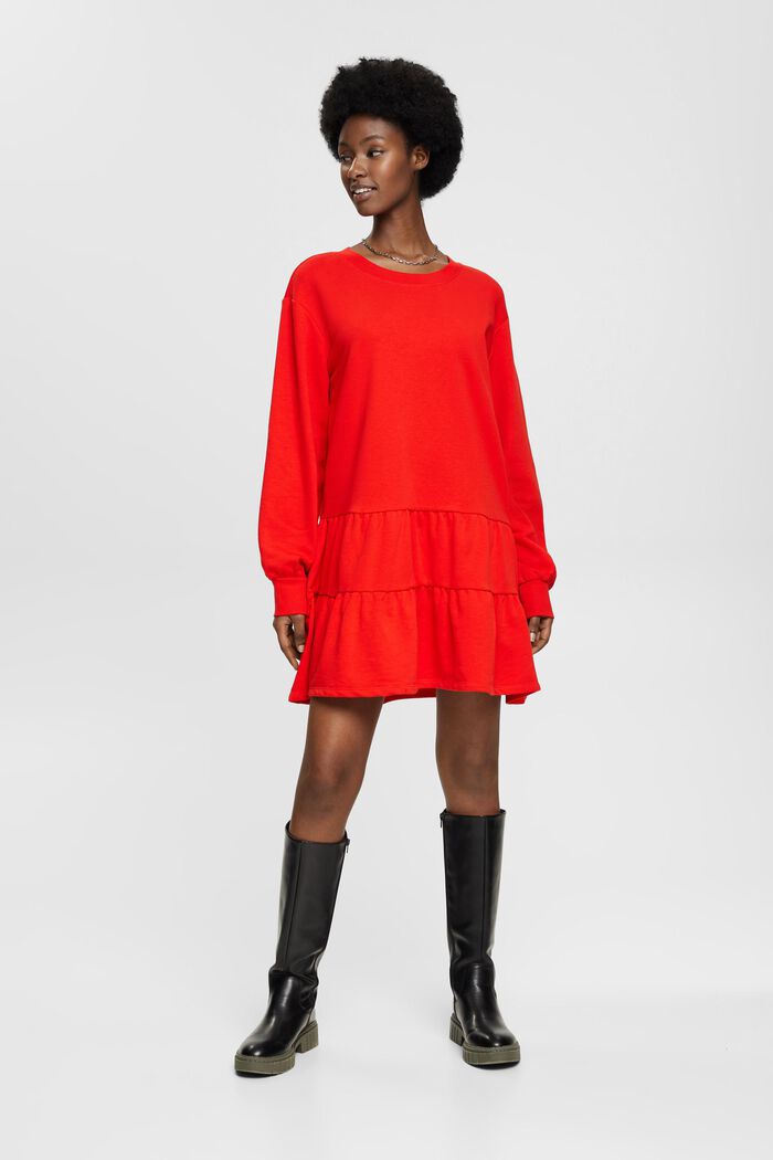 Mini-Sweatshirt-Kleid mit Rüschen