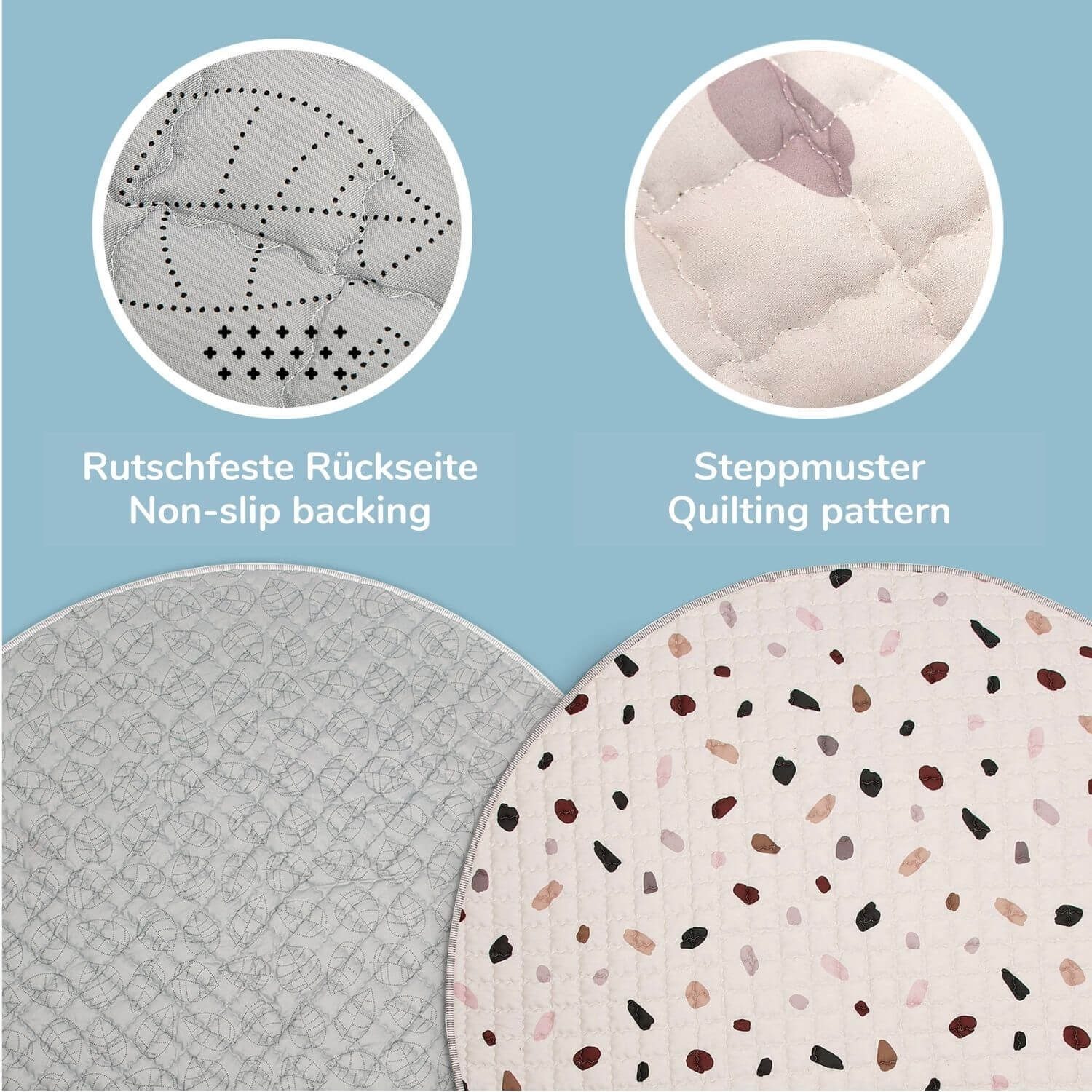 Krabbeldecke für Baby 1,5m, Krabbelmatte, Spielmatte mit Rutschfester Unterseite, Hakuna Matte