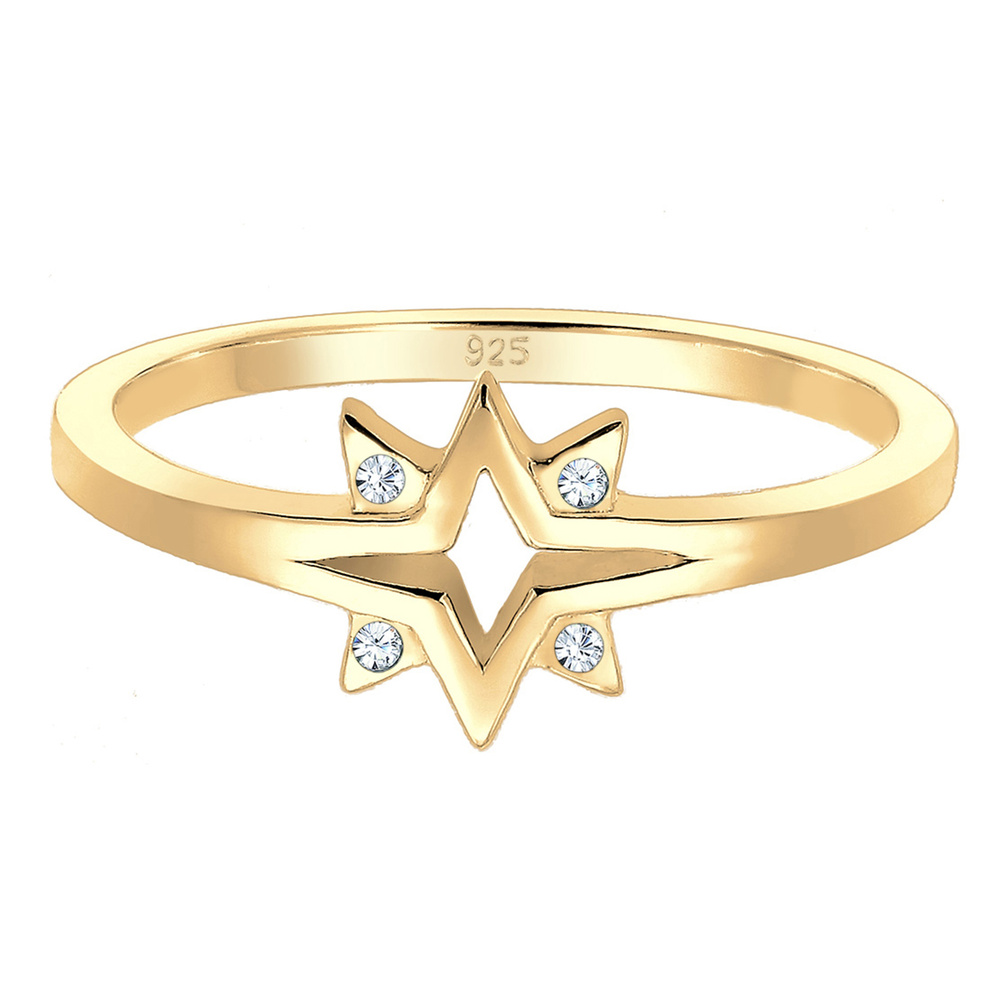 Elli Elli Bague Femme Motif de l'Étoile Ludique avec des Cristaux en Argent Sterling 9 Bague