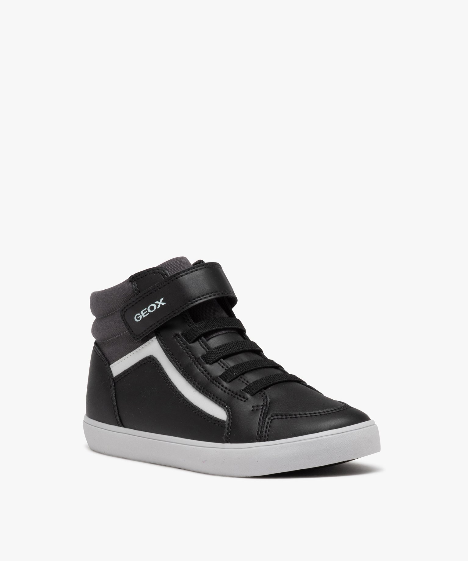 Baskets mid-cut respirantes à lacets et scratch Garçon - Geox noir | GEMO