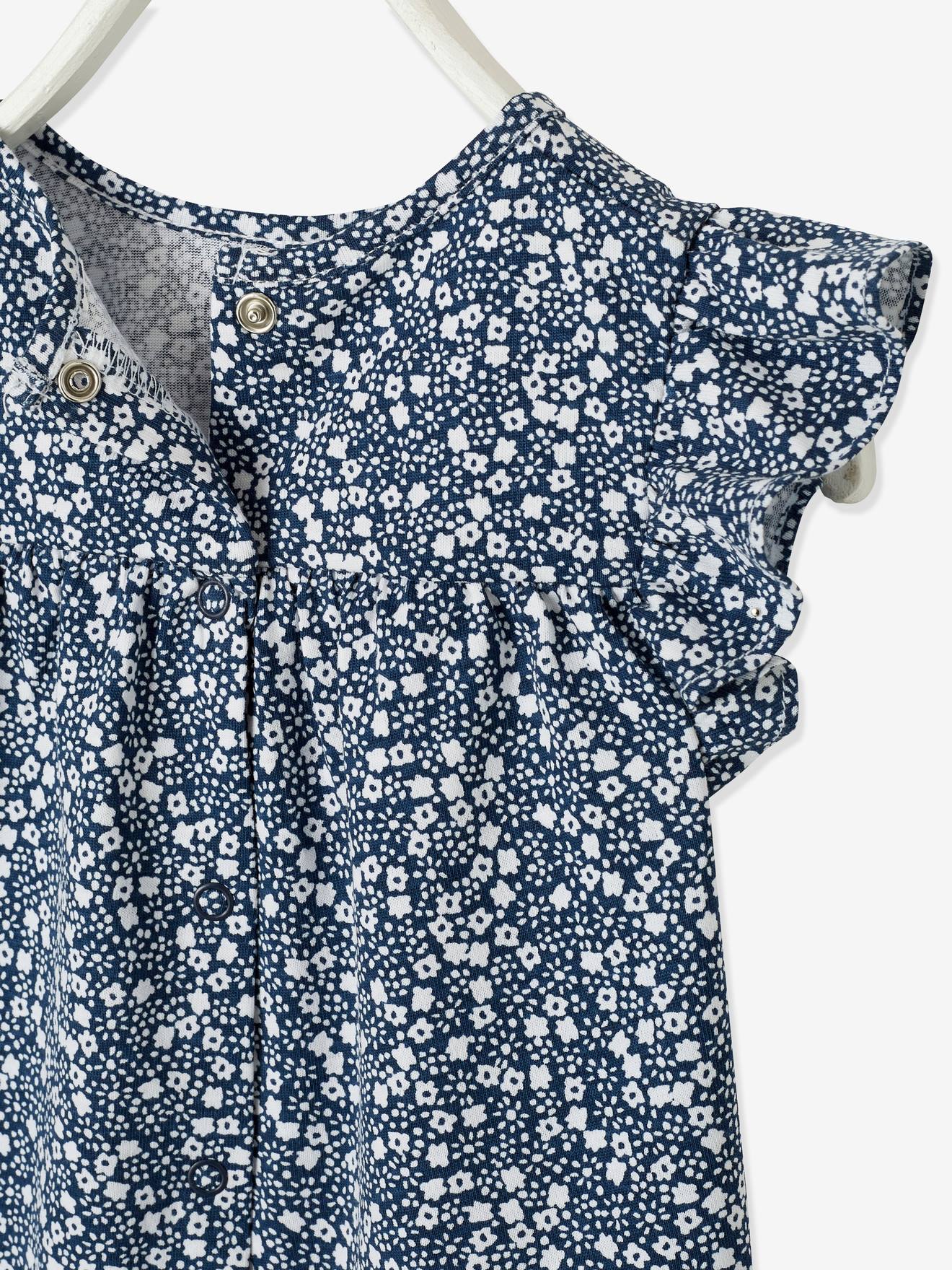 Vertbaudet Mädchen Baby T-Shirt, Blumen Oeko-Tex - rosa bedruckt