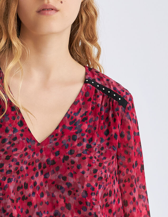 Robe courte rose imprimé léo rock recyclée Femme