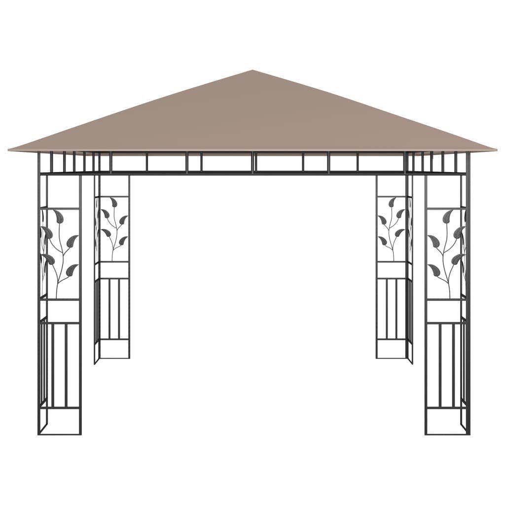 vidaXL Partyzelt Pavillon mit Moskitonetz & LED-Lichterkette 3x3x2,73 m Taupe