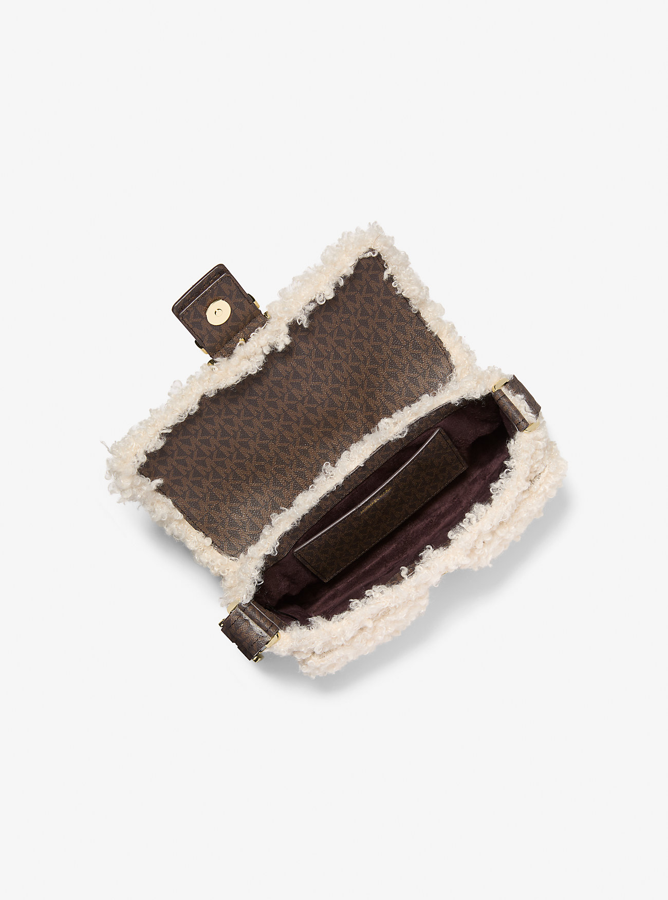 Colby Medium Faux Shearling Shoulder Bag - NATURAL COMBO