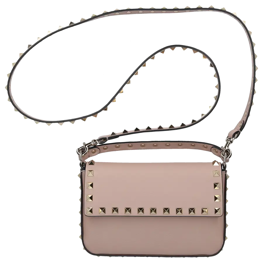 Valentino Garavani - Schultertasche ROCKSTUD Kalbsleder - beige
