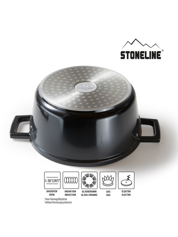 Stoneline Cocotte Bräter Rund 20 cm | mit Deckel in Schwarz günstig kaufen Ø 20 cm