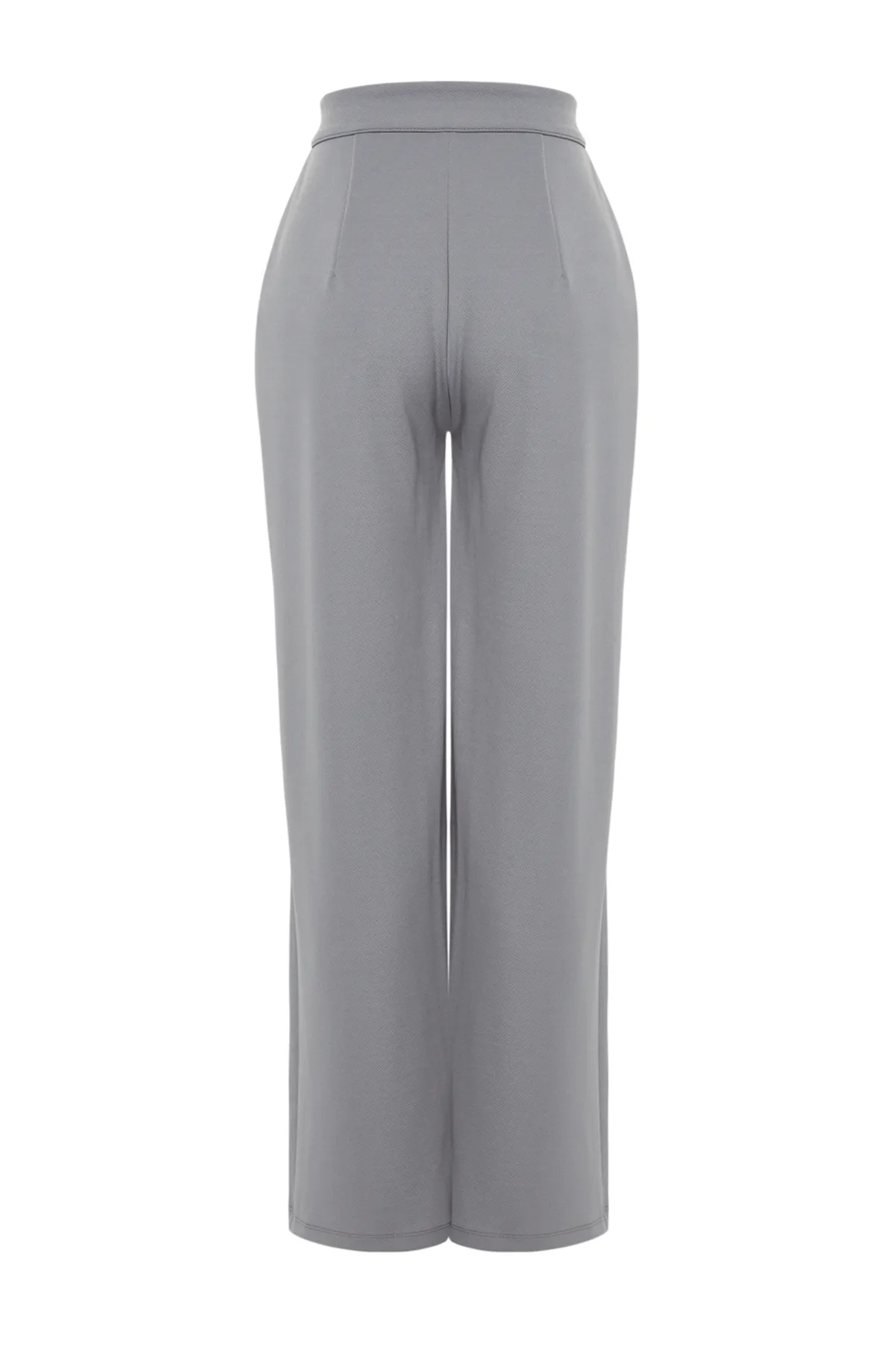 Trendyol Collection  Delfingraue Strickhose mit Klettverschluss, hoher Taille, Plissee, weitem Bein und weitem Schnitt TWOAW24PL00177