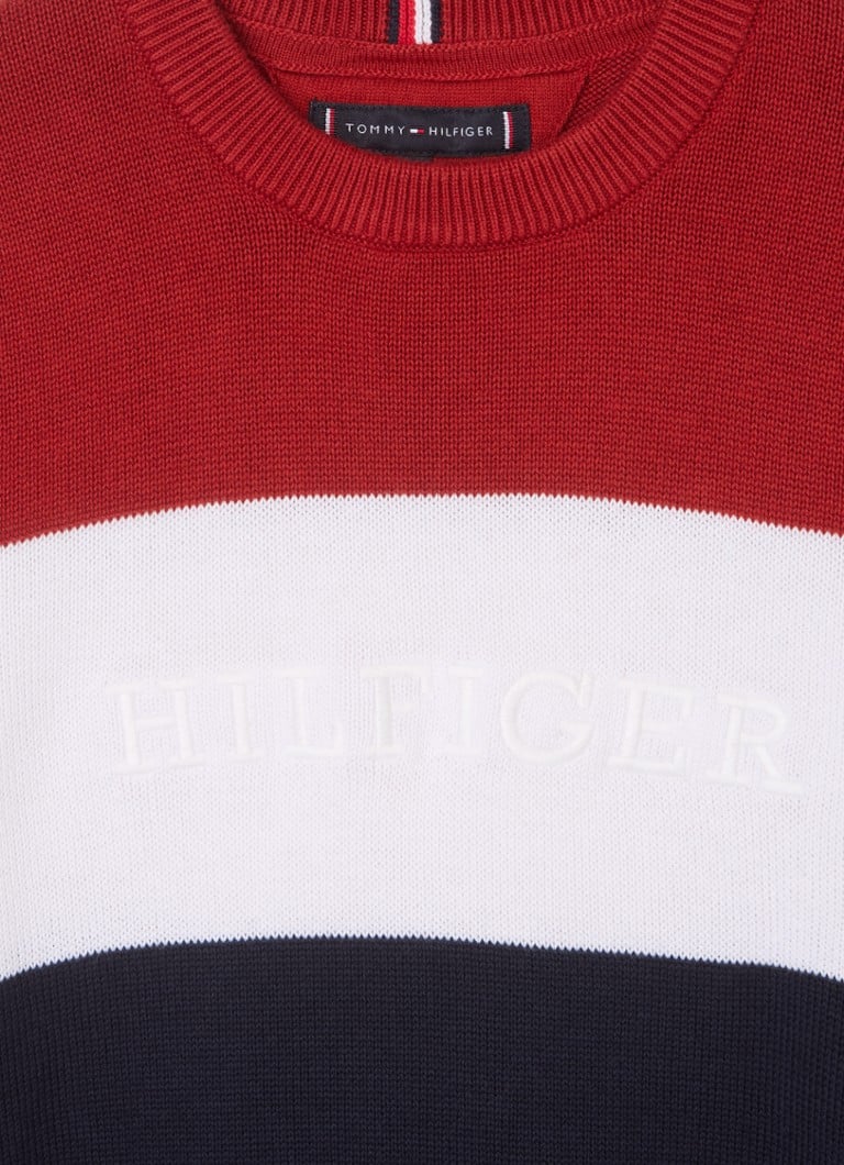 Pulover Tommy Hilfiger tricotat fin cu logo brodat.