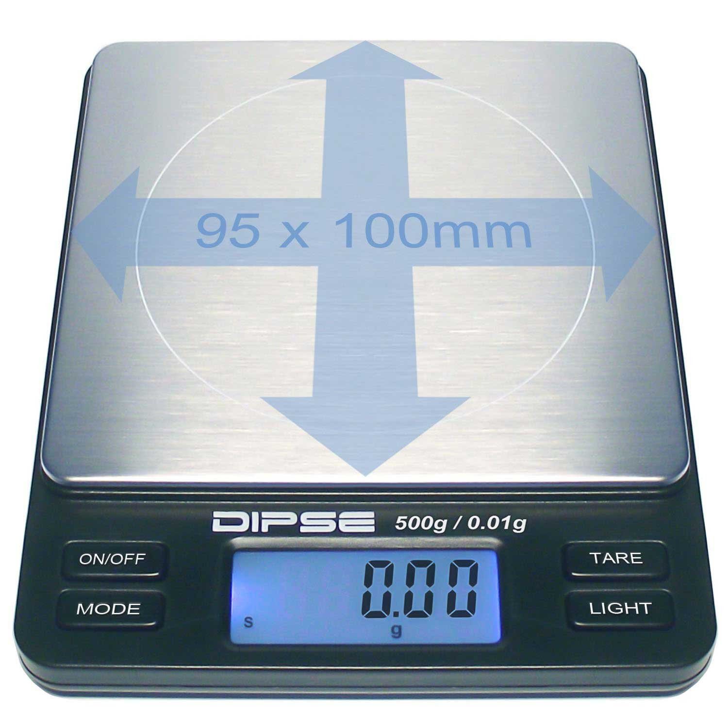 Dipse Feinwaage TP-500 Digitalwaage mit Auflösung 0,01 und Wiegelast von 500g