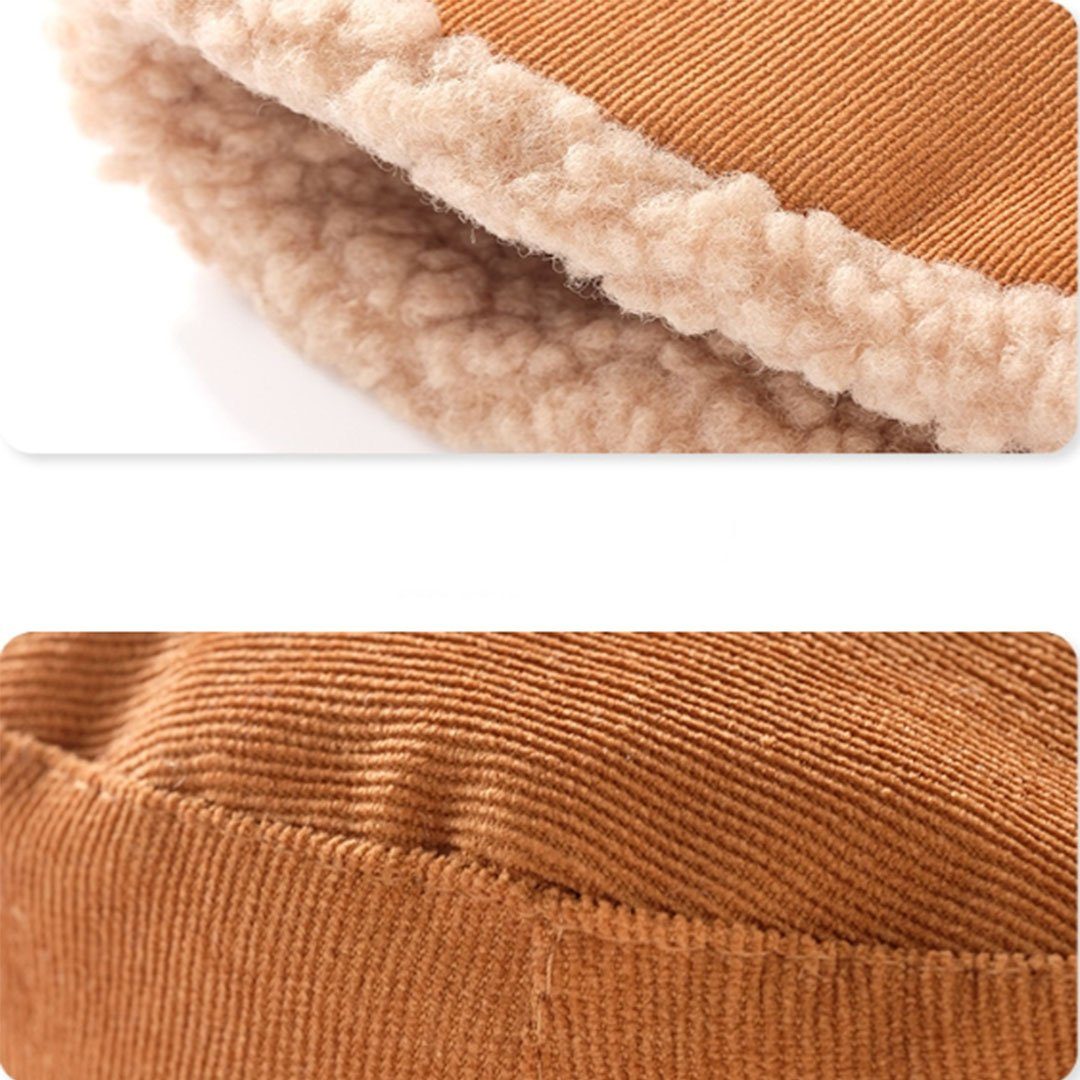 YANN Fischerhut Warmer doppelseitiger Winter-Fischerhut aus Samt für Damen (Großer Kopfumfang mit Gesicht, kleiner, verdickter, winddichter Beckenhut im Retro-Stil, 1-St)