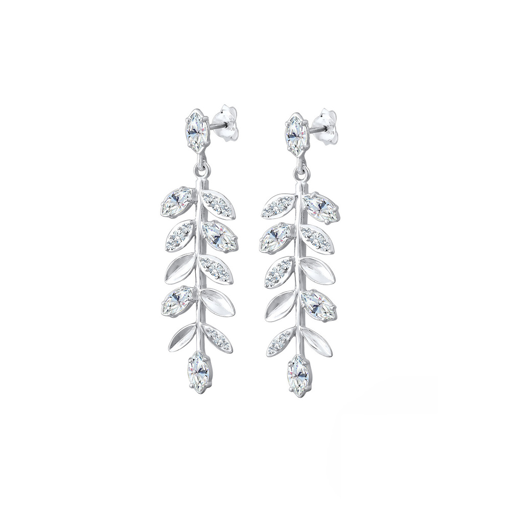 Elli PREMIUM Elli PREMIUM Boucles d'Oreilles Symbole de la feuille des dames avec des cristaux Boucles d'oreilles