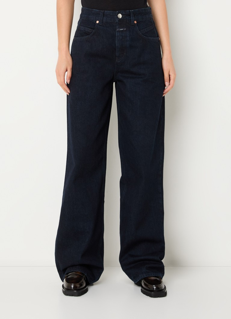 Jeans Nikka a vita media e gamba larga, lavaggio scuro