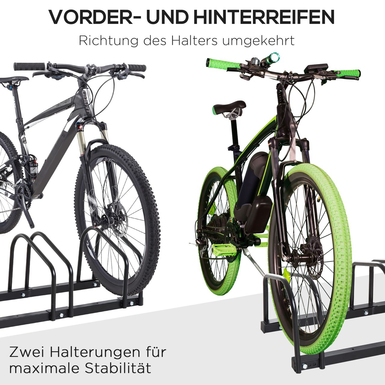 HOMCOM Fahrradständer Radständer Mehrfachständer Aufstellständer Fahrrad Ständer wetterfest langlebig Boden- und Wandmontage Stahl bis 6 Fahrräder Schwarz 179 x 33 x 27 cm