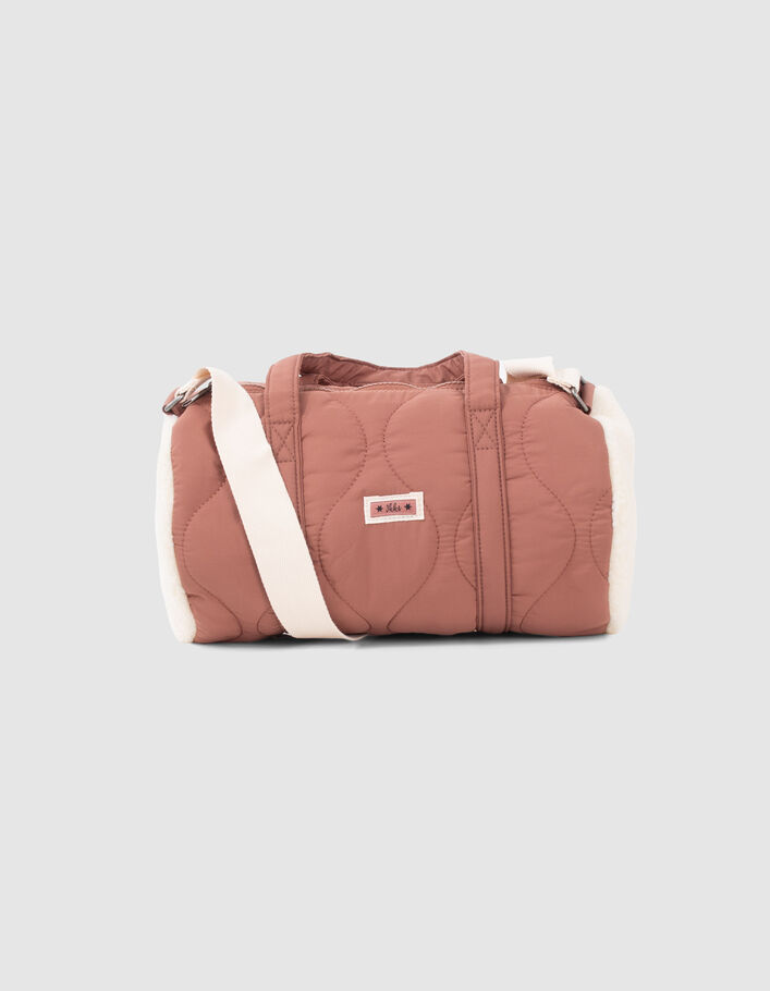 Sac bowling rose matelassé et Sherpa écru fille