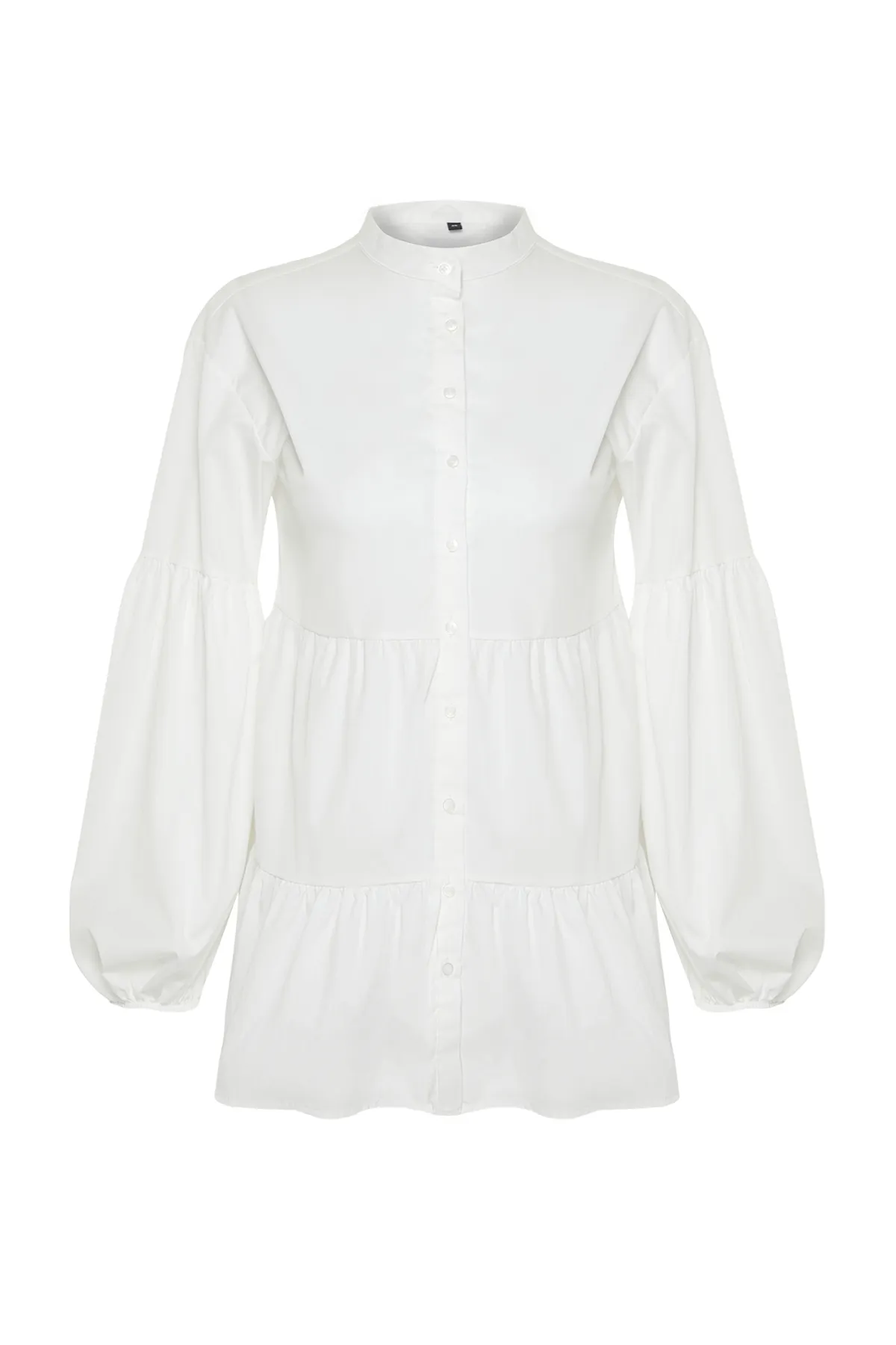Trendyol Modest  Ecrufarbenes Rock-Layer-Baumwollgewebe-Hemd TCTSS24UK00006