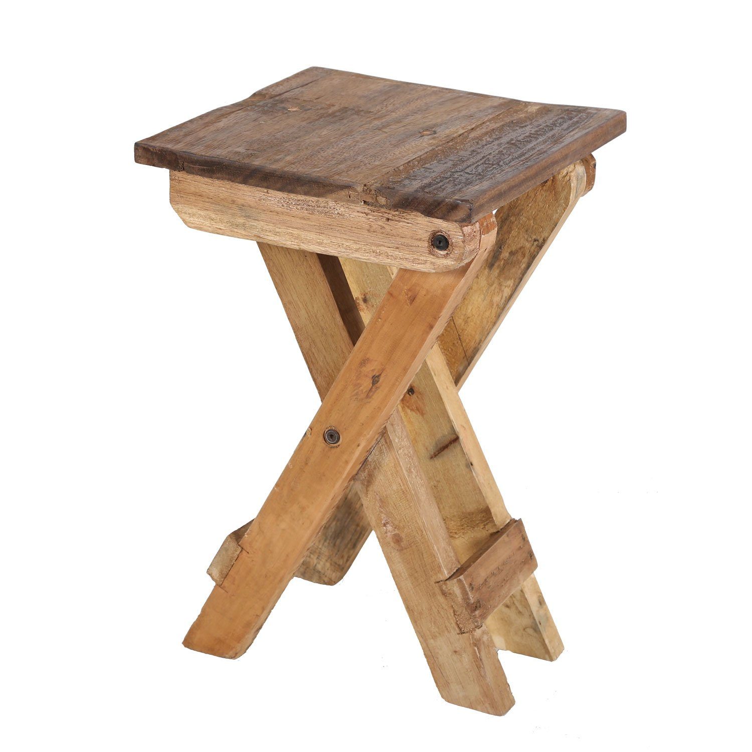 Casa Moro Klapptisch Teak Holz Beistelltisch Leoni Klapphocker Gartenhocker Holzhocker, aus recyceltem Teak Holz gefertigt