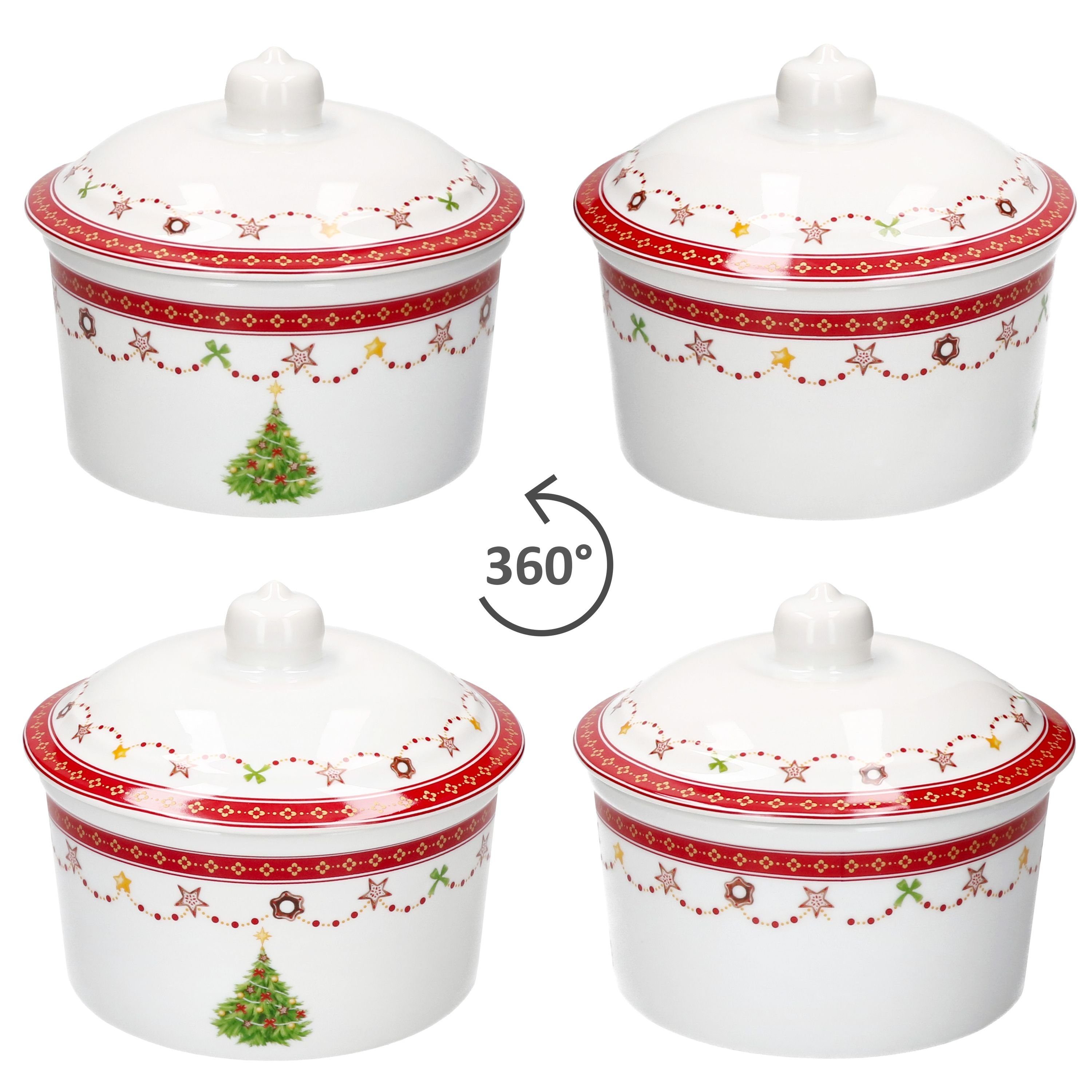 MamboCat Vorratsglas Weihnachtstraum Gebäckdose 960ml rund Porzellan Weihnachten Keks-Box, Porzellan