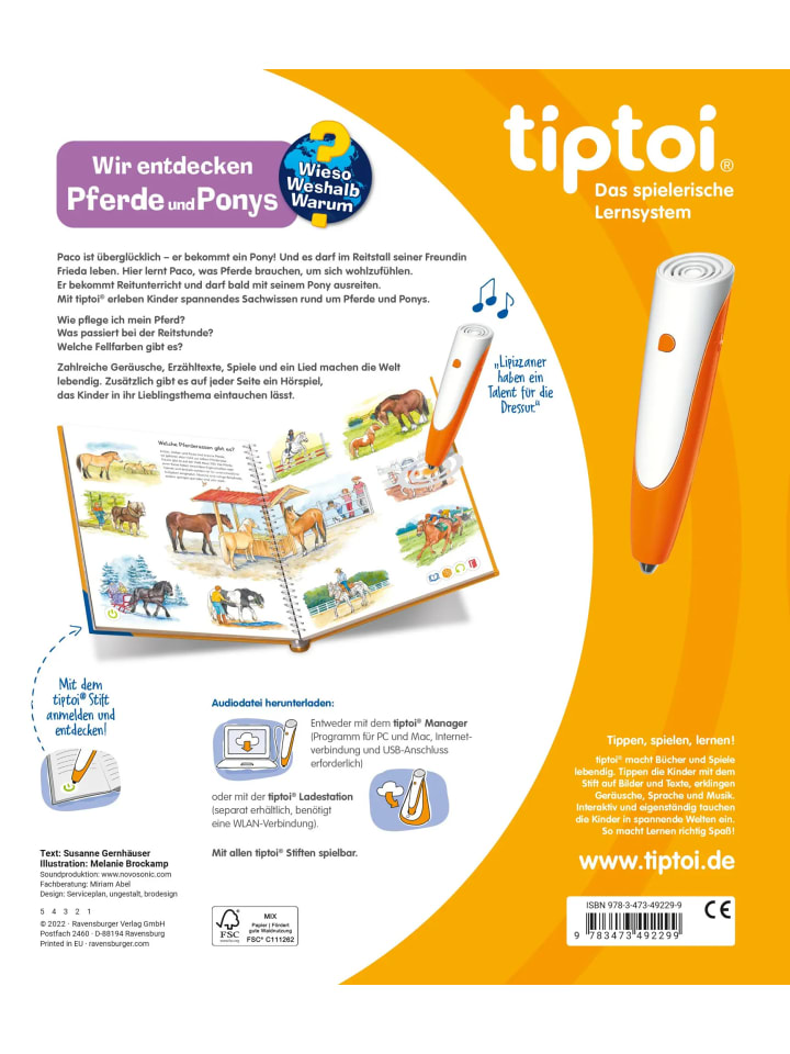 Ravensburger tiptoi® Wieso? Weshalb? Warum? Wir entdecken Pferde und Ponys günstig kaufen onesize