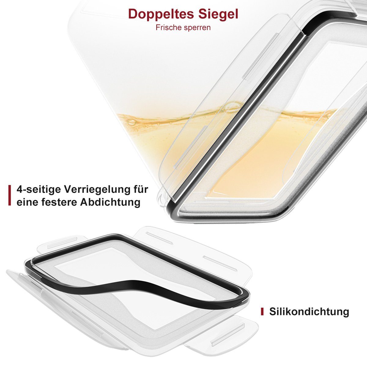 MULISOFT Vorratsdose 16er Set Vorratsdosen, Vorratsgläser, Aufbewahrungsbox Küche Organizer, Polyprophylen (PP), (22-tlg), Spülmaschinenfest, mikrowellengeeignet, 0,8 / 1,4 / 2,0 / 2,8 L
