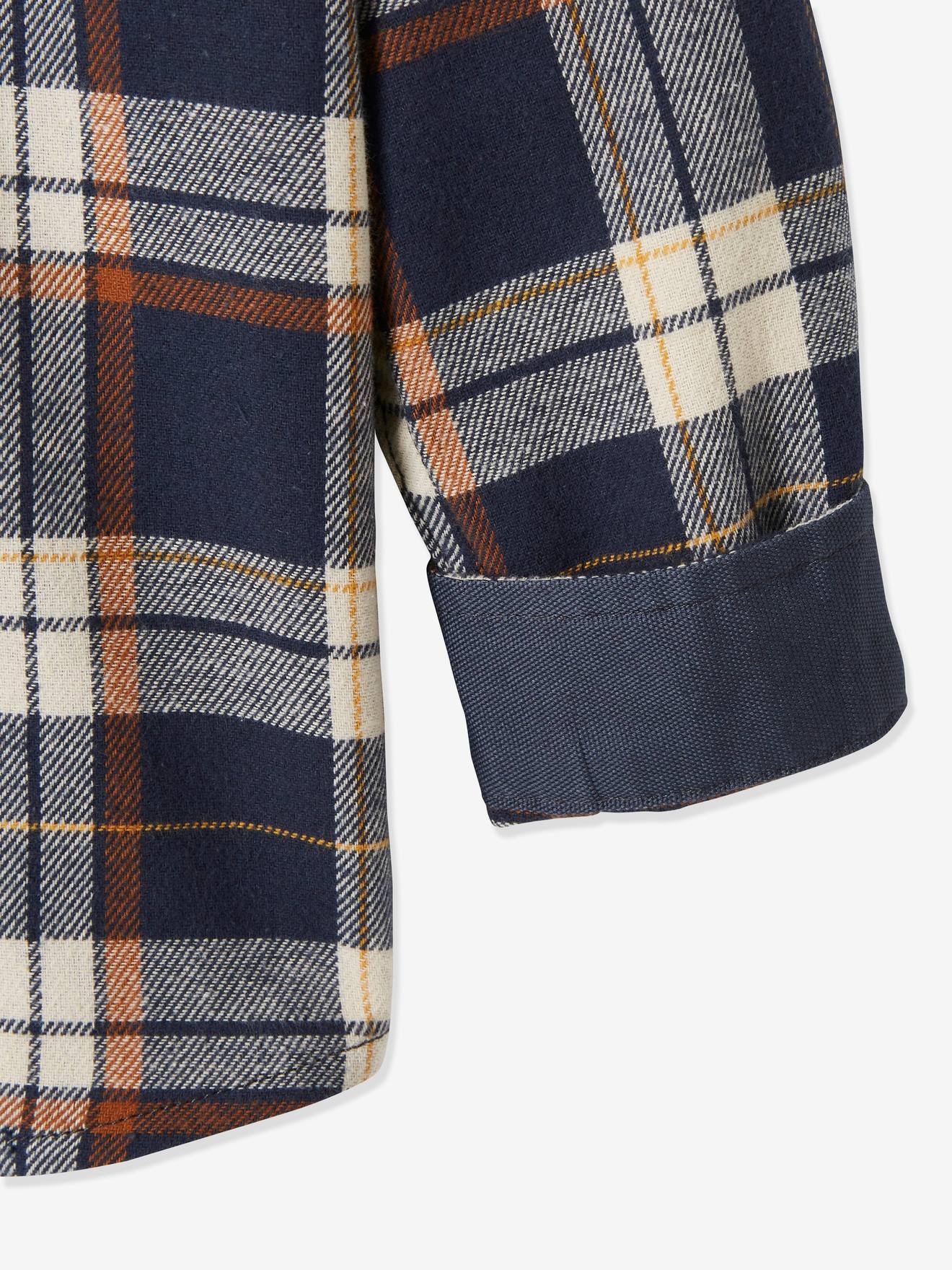 Chemise à carreaux esprit flanelle garçon carreaux vert fonce