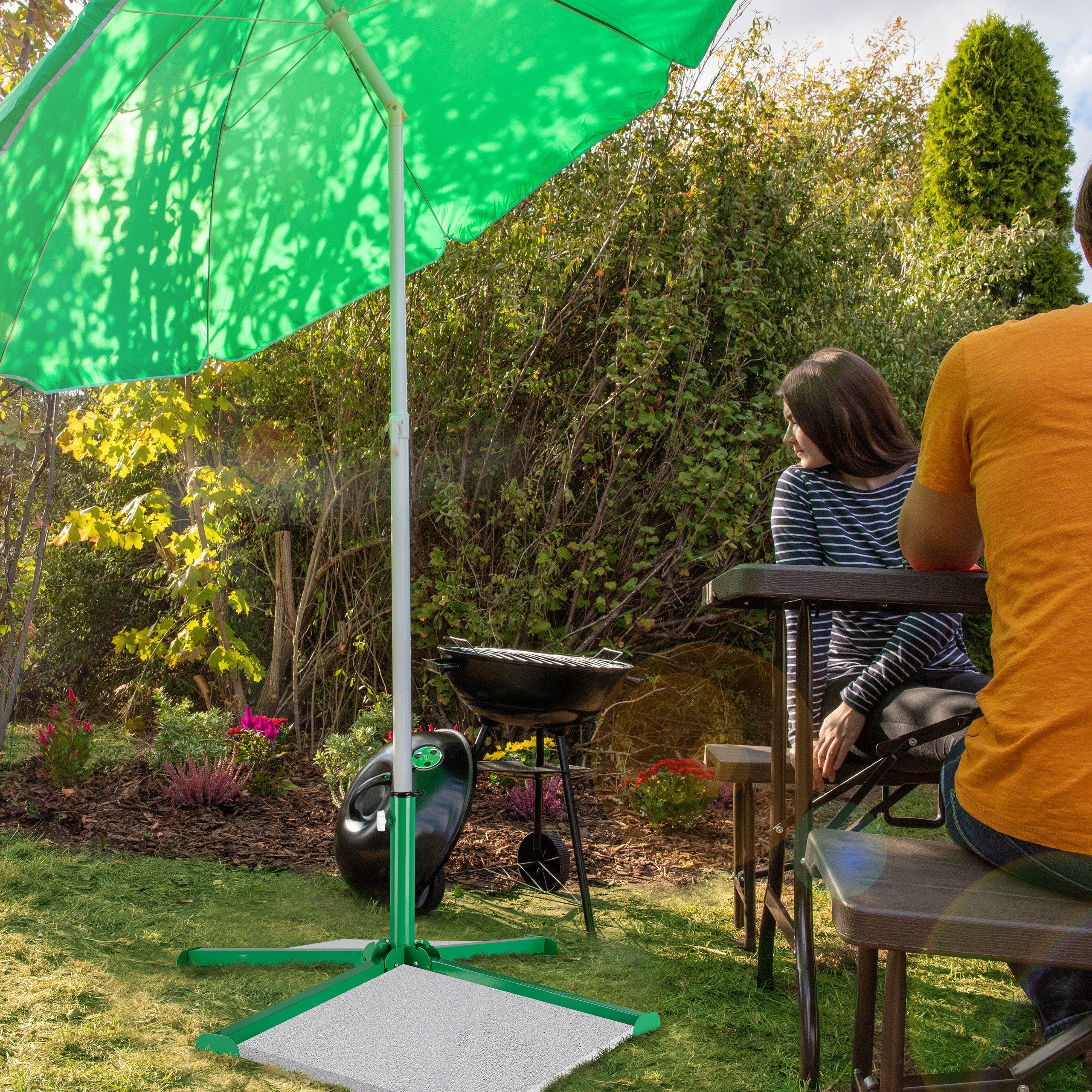 relaxdays Plattenständer Platten Sonnenschirmständer grün