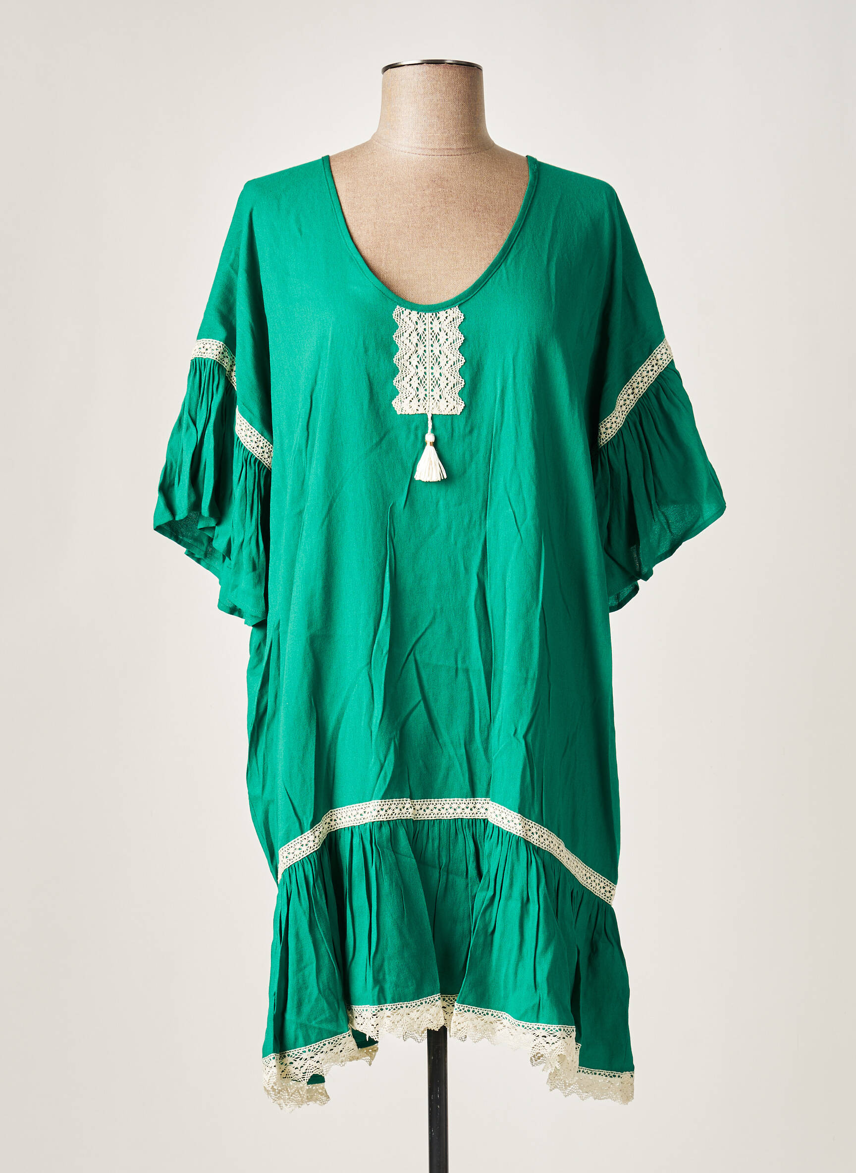 Nathalie Chaize Tuniquemanchecourte Femme couleur vert