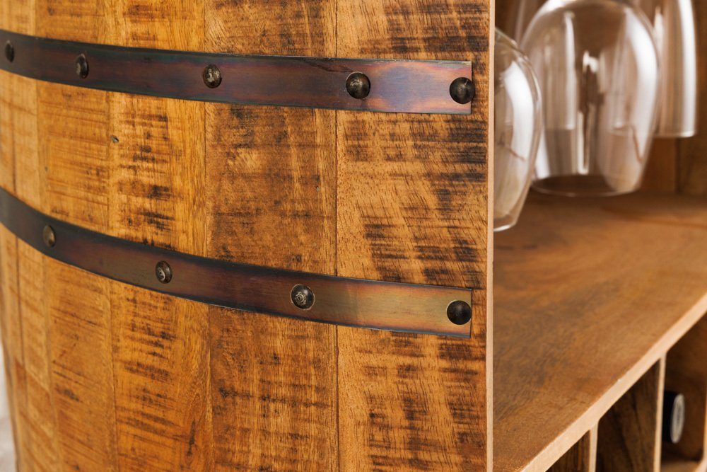 riess-ambiente Weinregal BODEGA 90cm natur, 1-tlg., Wohnzimmer · Massivholz · Schrank · Fass