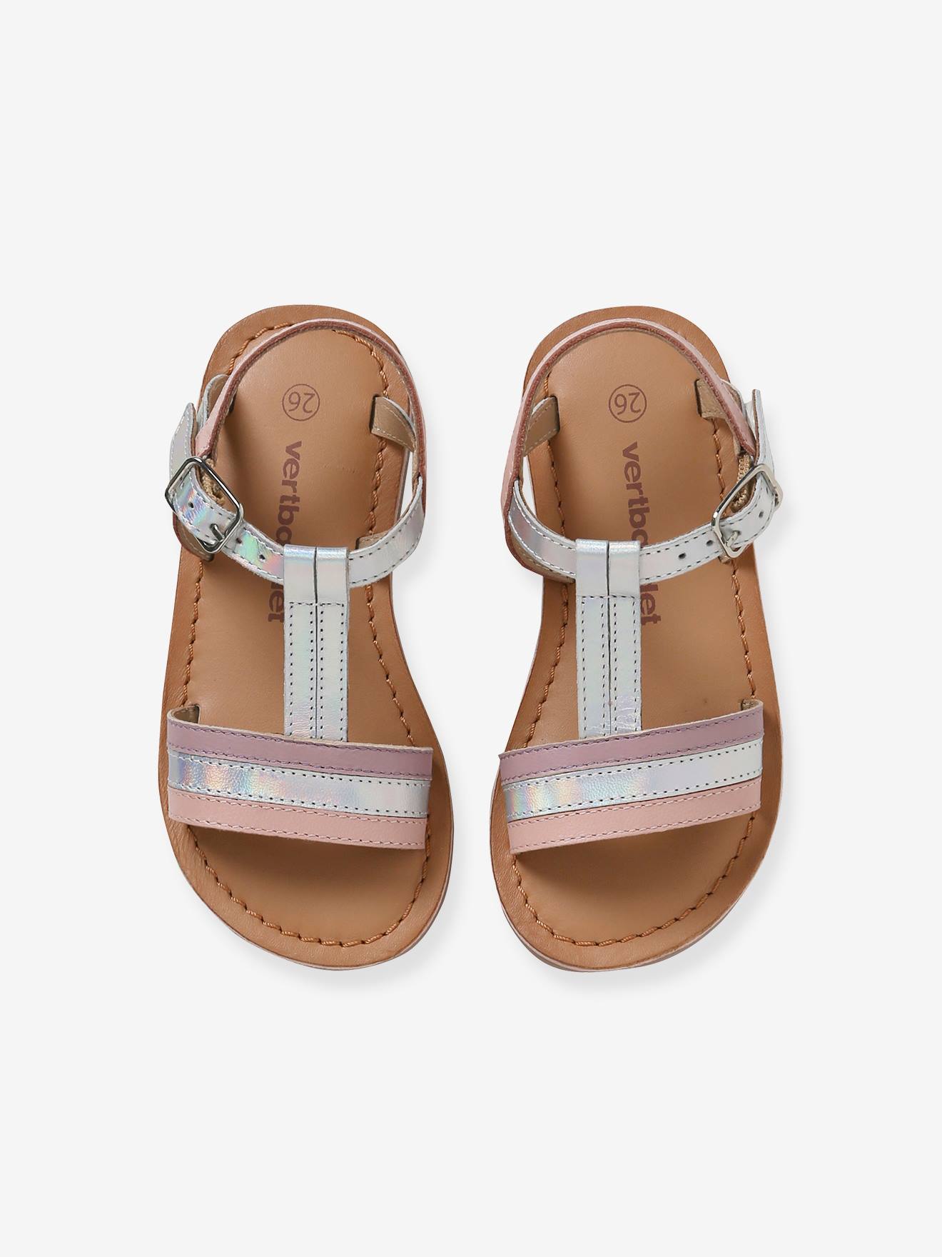 Sandales cuir fille argent