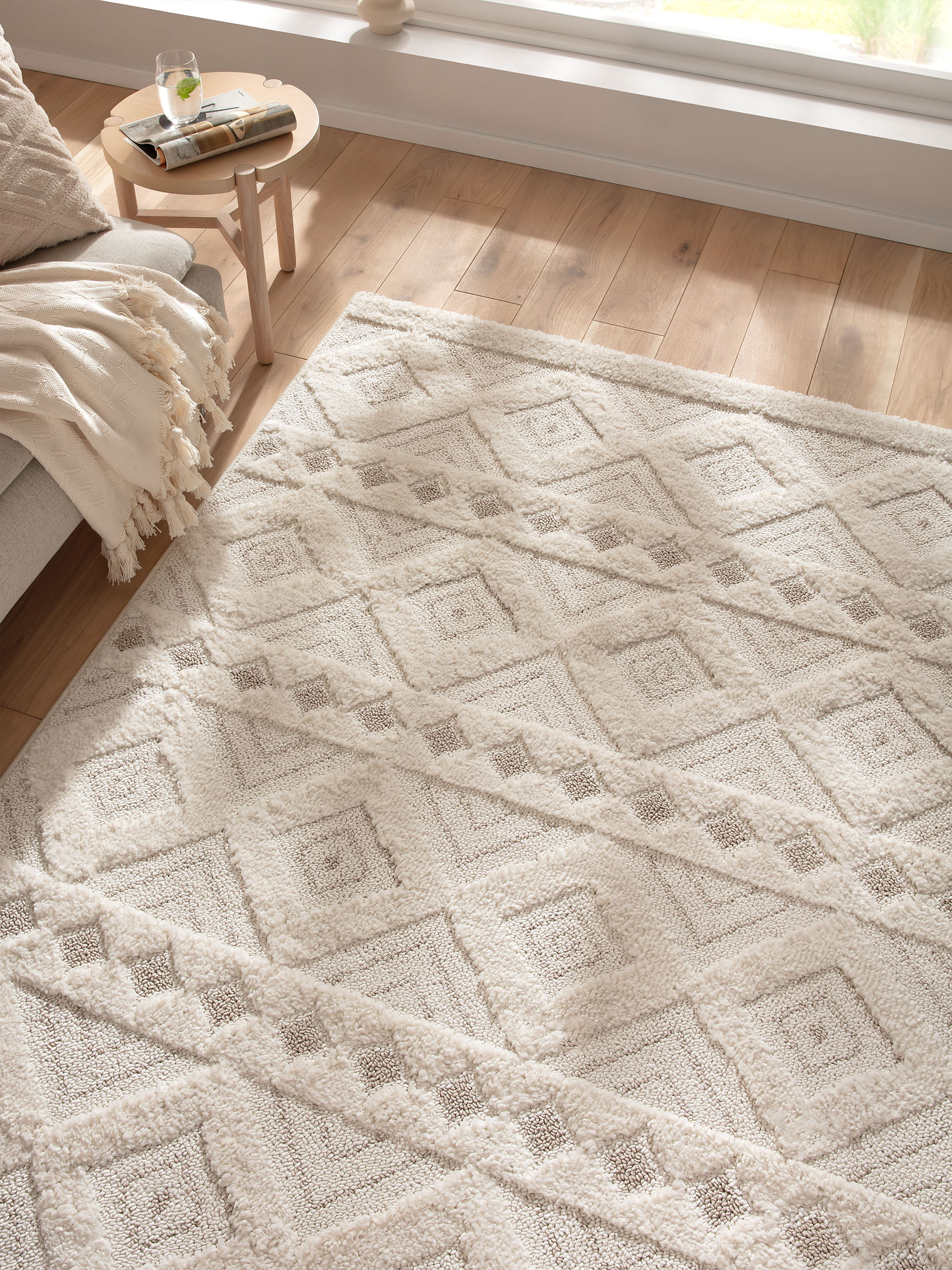 Lessebo Moderner Teppich, Weiß/Beige