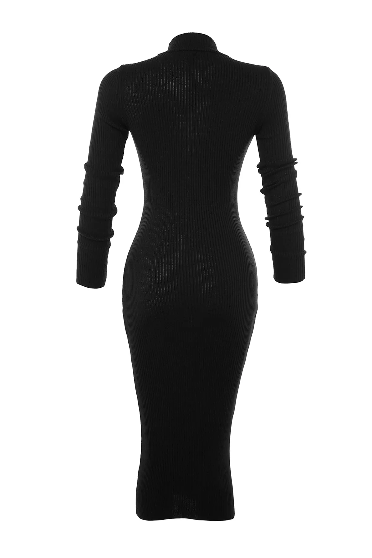 Trendyol Collection  Schwarzes Midi-Strickkleid mit Fenster-/Ausschnitten TWOAW23EL00035