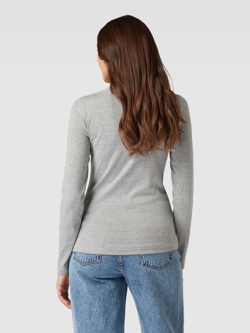 Longsleeve mit geripptem Rundhalsausschnitt in silber meliert
