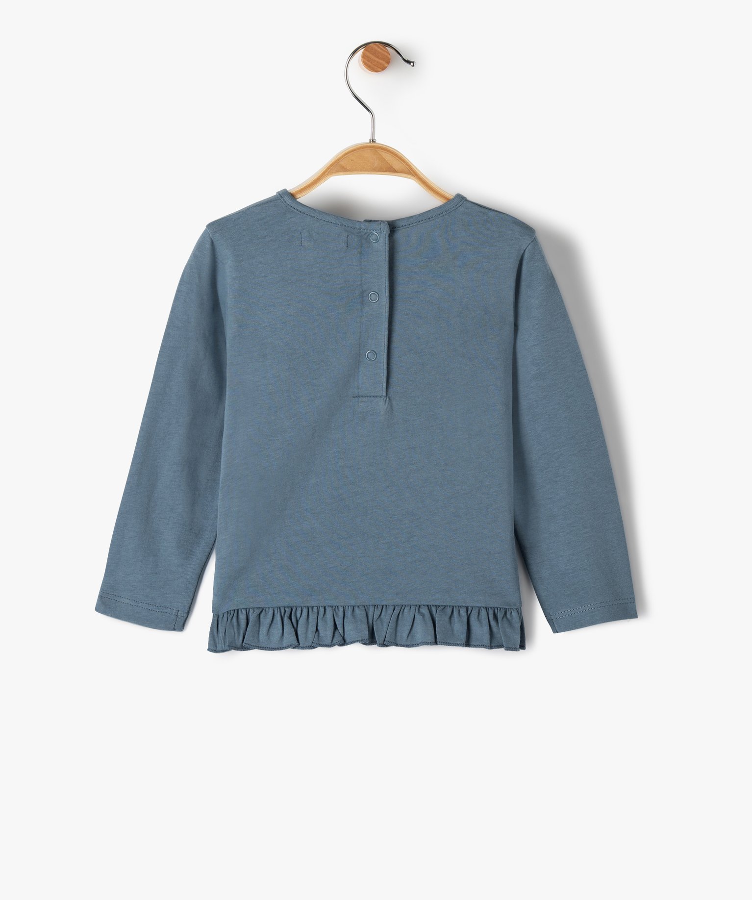 Tee-shirt bébé fille avec inscription en relief sur l’avant bleu | GEMO