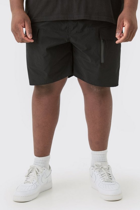 Plus lockere elastische Stretch Cargo-Shorts mit Reißverschluss