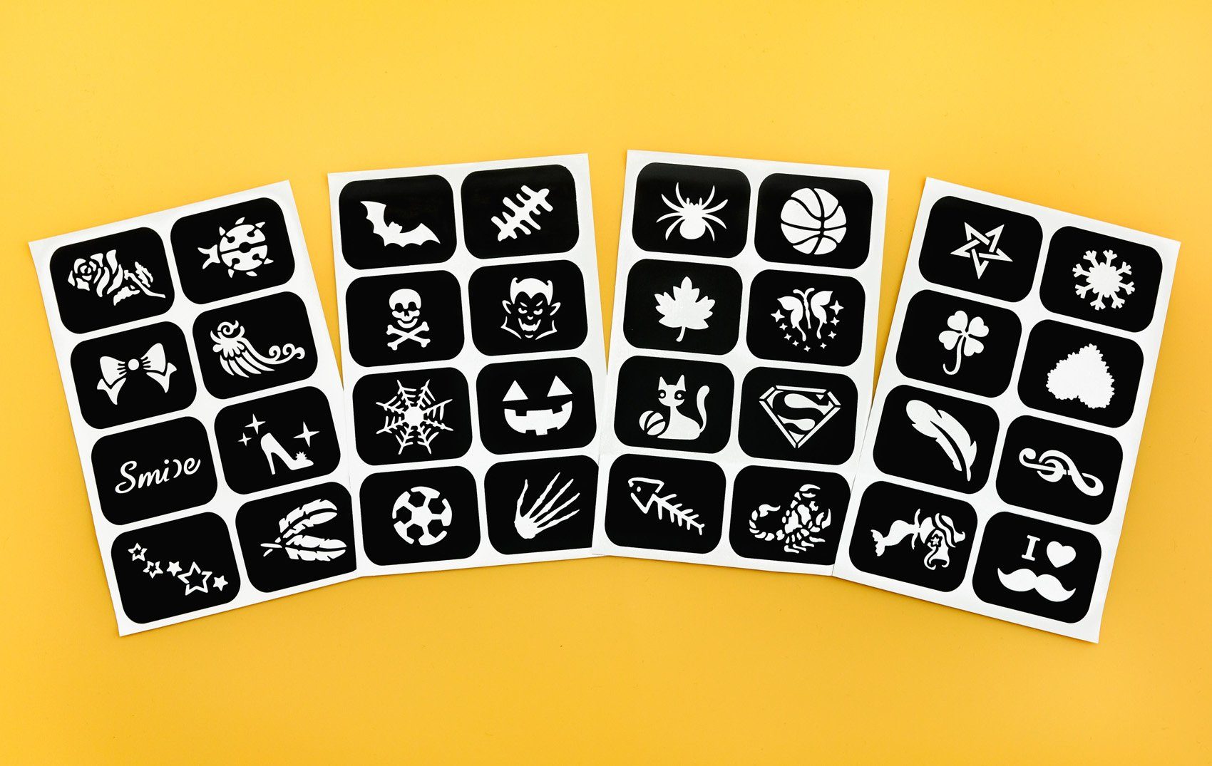 MyBeautyworld24 Schmink-Set 15 Bodypainting Farben inkl 2 Pinsel + Tattoo Vorlagen Kinder Schminke, 15-tlg.