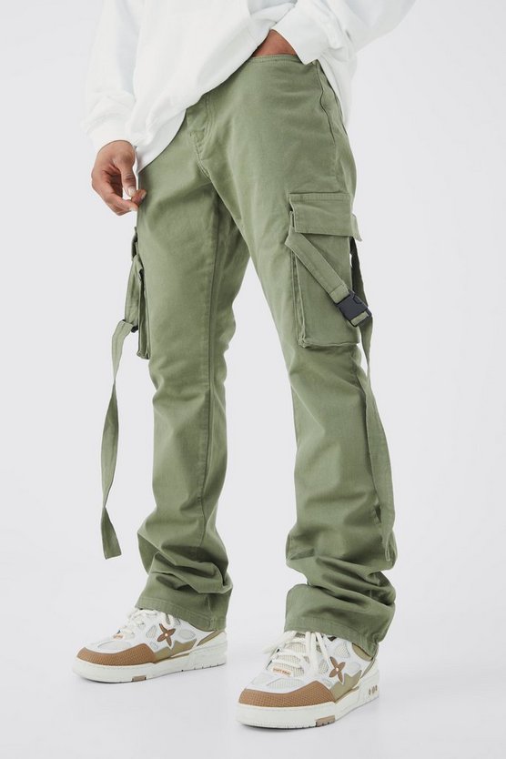 Slim-Fit Cargo-Schlaghose mit Riemchen