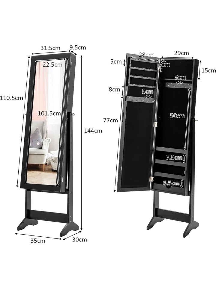 COSTWAY Schmuckschrank in Schwarz günstig kaufen onesize