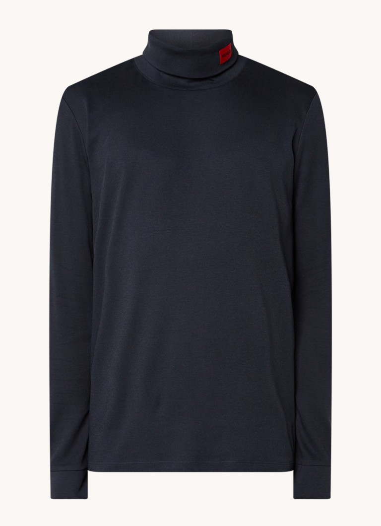 Camisa de manga comprida HUGO BOSS Derollo com gola alta e bordado do logotipo.