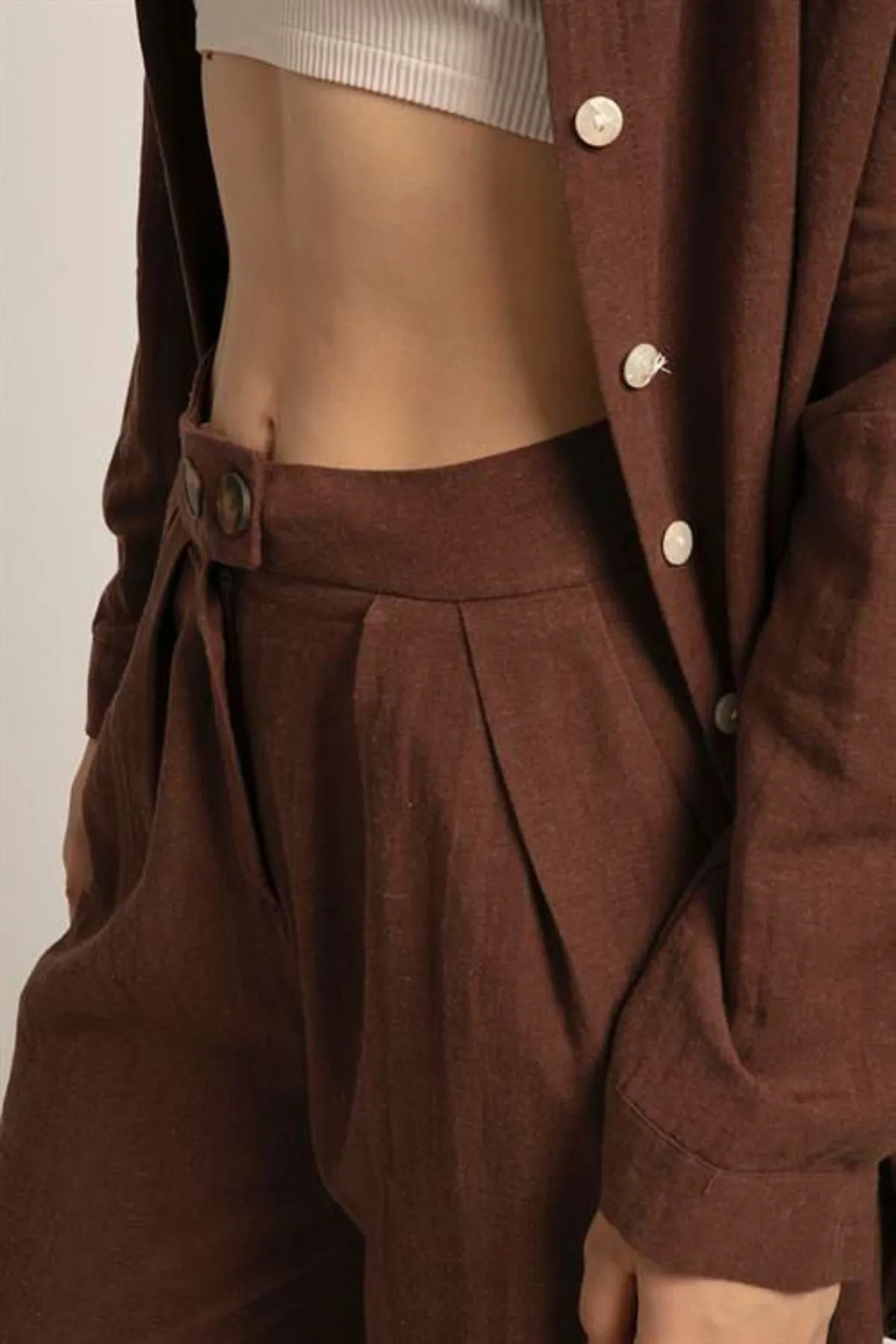 Laluvia  Braunes Hemd-Hosen-Set