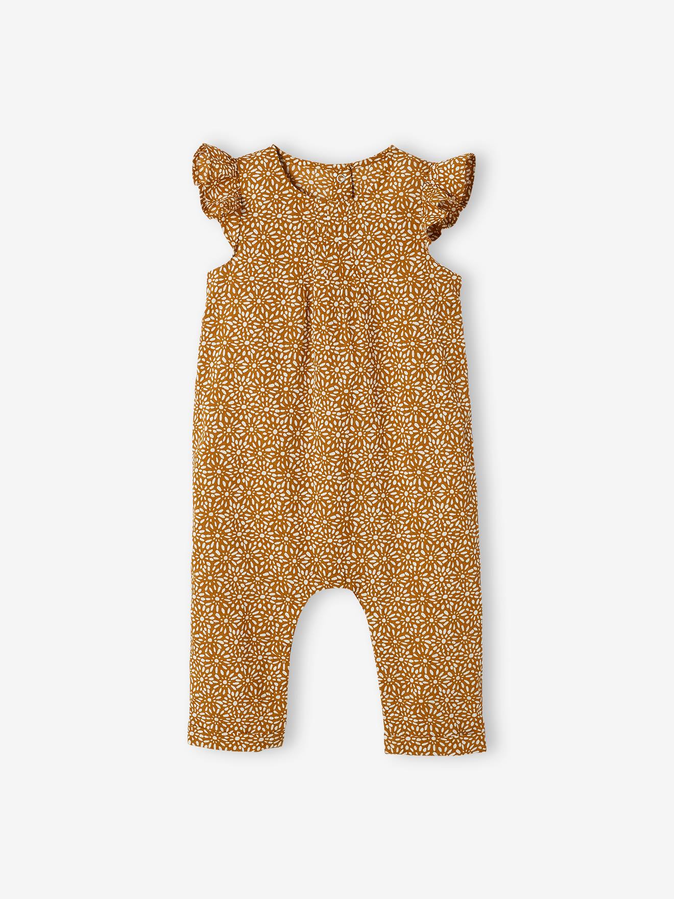 Ensemble combinaison + bandeau imprimés bébé fille caramel