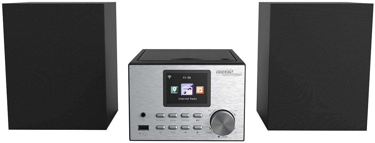 auvisio IRS-500.mini Micro-Stereoanlage mit Webradio, DAB+, FM, CD, USB, Stereoanlage (Digitalradio (DAB), FM, 30 W, Bluetooth 2.1 System mit FM/DAB+, CD-Player)