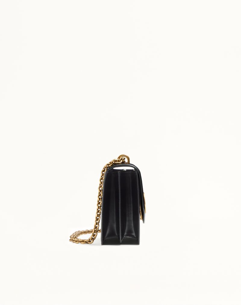 Bolsa de ombro Valentino Garavani Vain em couro de bezerro brilhante
