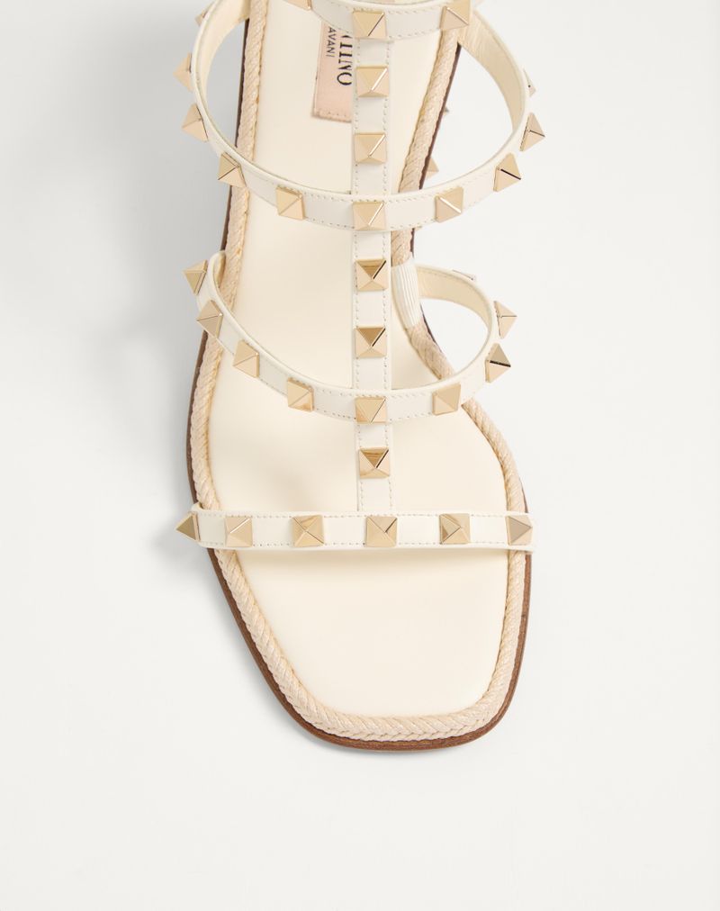 Sandália plataforma Rockstud em pele de vitelo com bordado Cornely 80mm