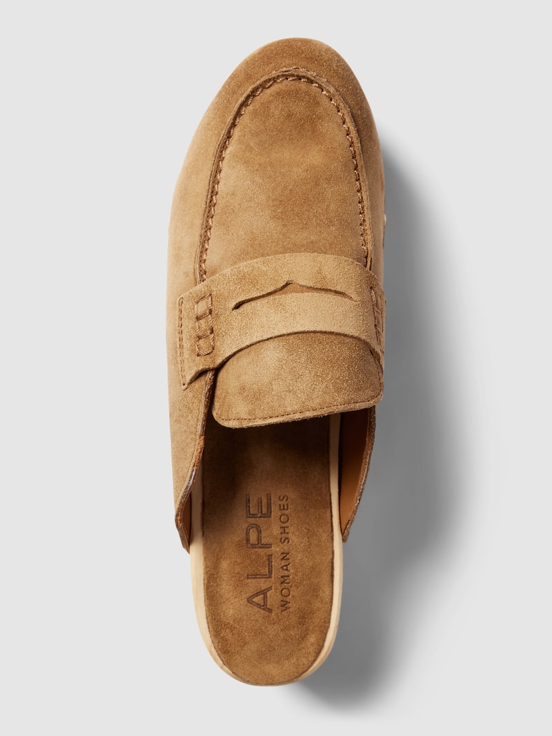 Pantolette mit Plateausohle Modell 'Clog' in camel