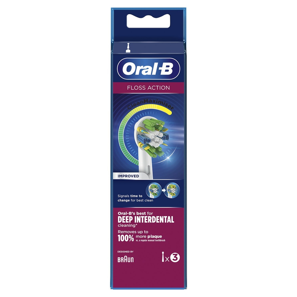 oral-b Oral-B FlossAction Brossette Avec CleanMaximiser, 3 Brossettes De Rechange