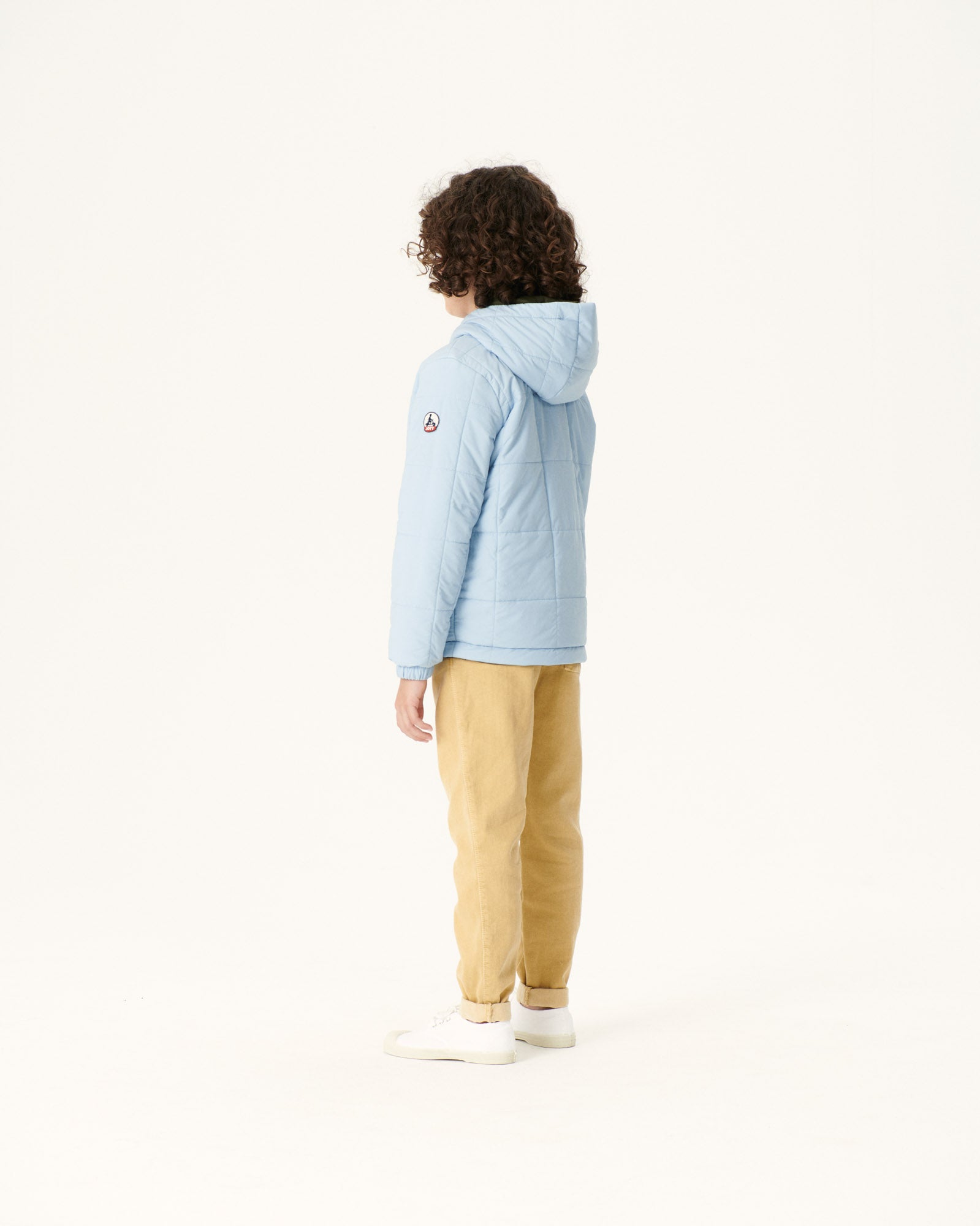 Doudoune Ultralight réversible à capuche Army/Bleu clair enfant Rosso