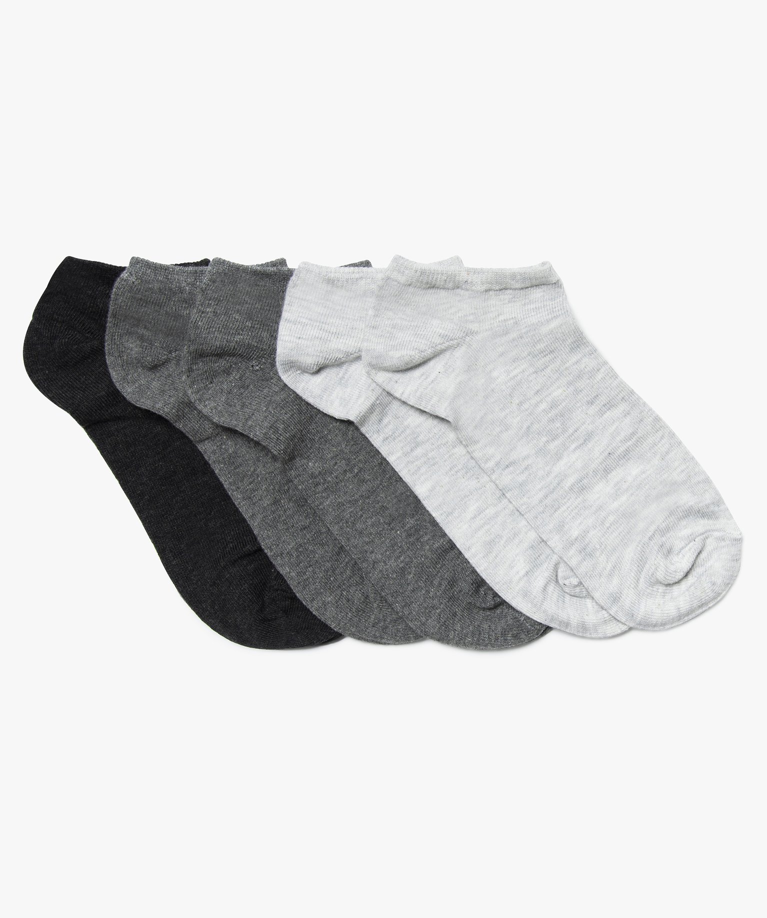 Chaussettes femme ultra courtes unies (lot de 5) gris | GEMO