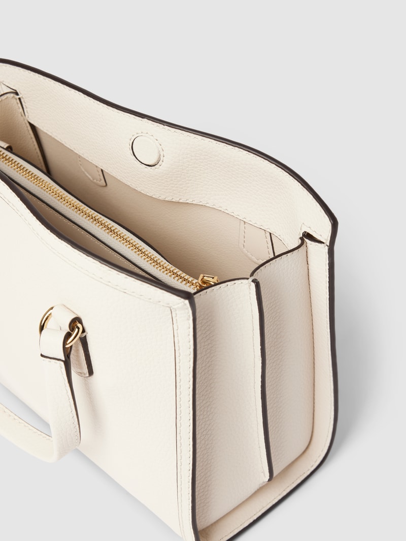 Handtasche mit Label-Applikation Modell 'CHANTAL' in ecru