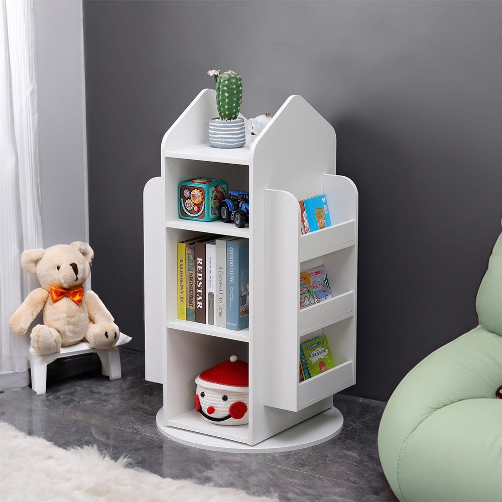 HOME DELUXE Kinderregal JUNA 60 x 60 x 105,3 cm, 360° Drehbar, Aufbewahrungsregal in Kinder-Spielzimmer, Kinderzimmer, Spielzeugregal